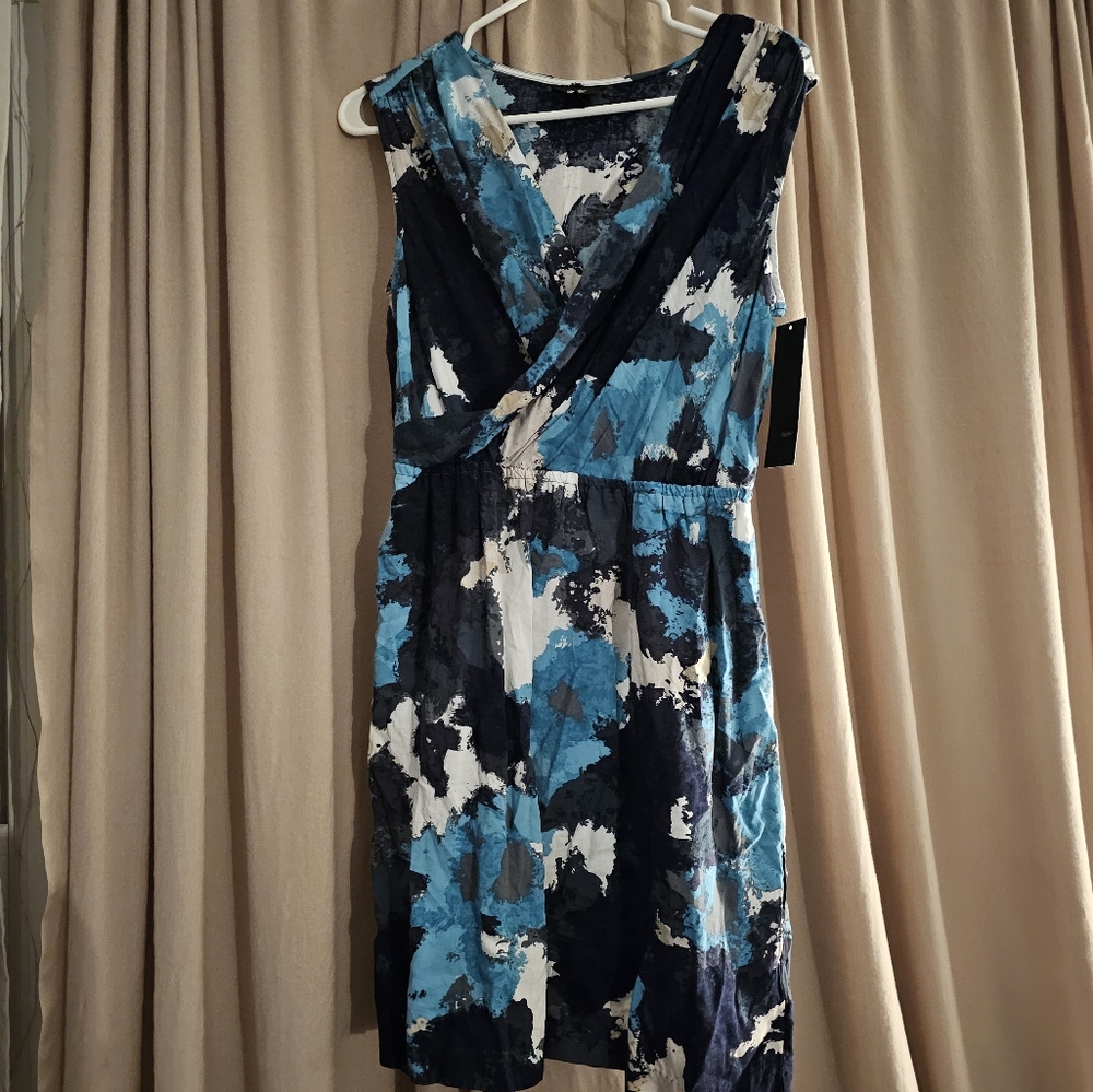 Massimo Supply Co. Blue Tone Water Color Sleeveless Dresses - Small